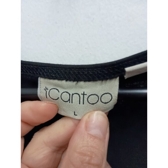 ICantoo Womens T-Shirt Dress Large Black Minimalist Capsule Midi Cap Sleeve - Picture 5 of 9